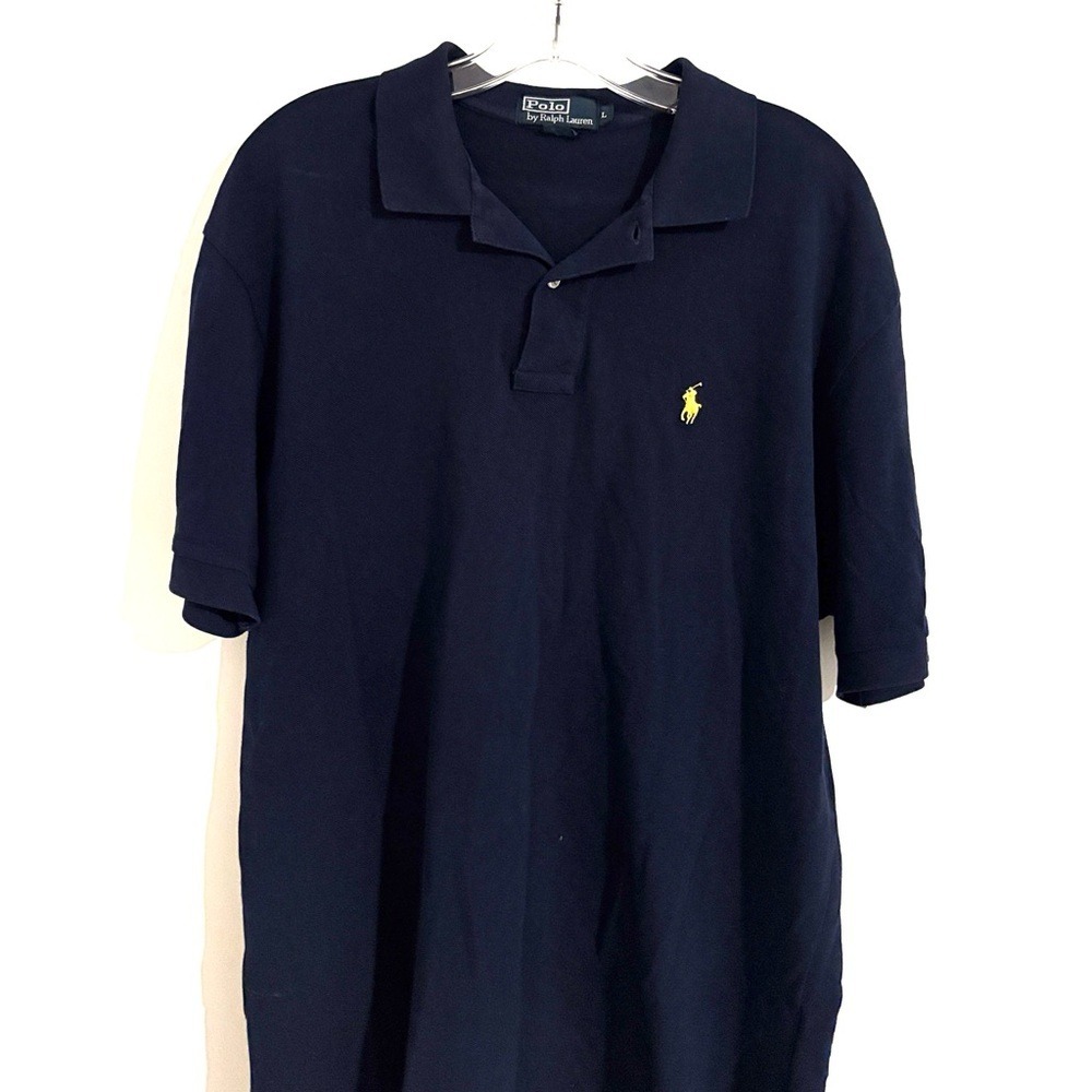 Polo by Ralph Lauren Size L Preppy Men's Dark Blue Polo Shirt Golden Horse